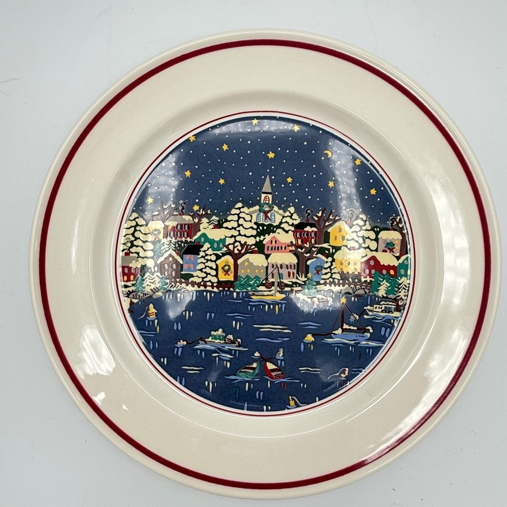 Vintage Oneida Chinaware Holiday Harbor 10 1/4" Dinner Plate Nautical Christmas